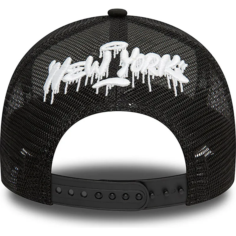 petten-gebogen-zwart-snapback-a-frame-graphic-van-hot-dog-new-york-van-new-era
