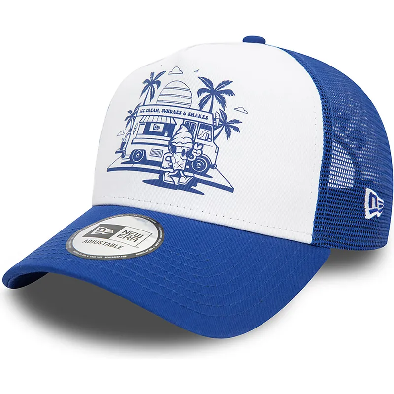 petten-gebogen-blauw-snapback-a-frame-frame-graphic-van-ice-cream-los-angeles-van-new-era