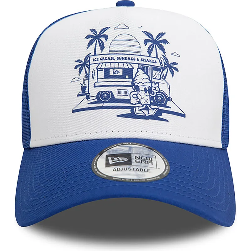petten-gebogen-blauw-snapback-a-frame-frame-graphic-van-ice-cream-los-angeles-van-new-era