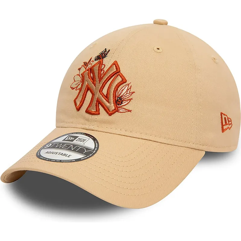 petten-gebogen-bruin-verstelbaar-9twenty-floral-van-new-york-yankees-mlb-van-new-era