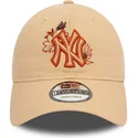 petten-gebogen-bruin-verstelbaar-9twenty-floral-van-new-york-yankees-mlb-van-new-era