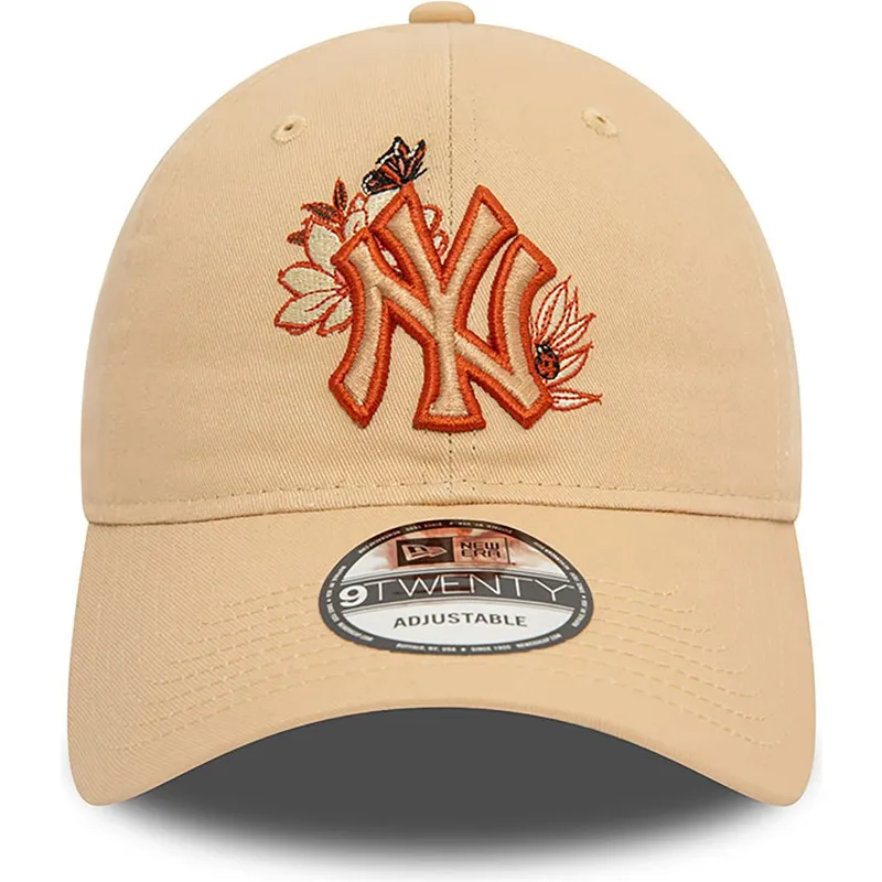 petten-gebogen-bruin-verstelbaar-9twenty-floral-van-new-york-yankees-mlb-van-new-era