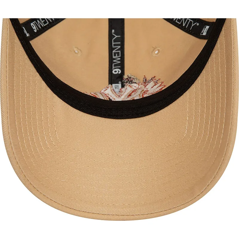petten-gebogen-bruin-verstelbaar-9twenty-floral-van-new-york-yankees-mlb-van-new-era