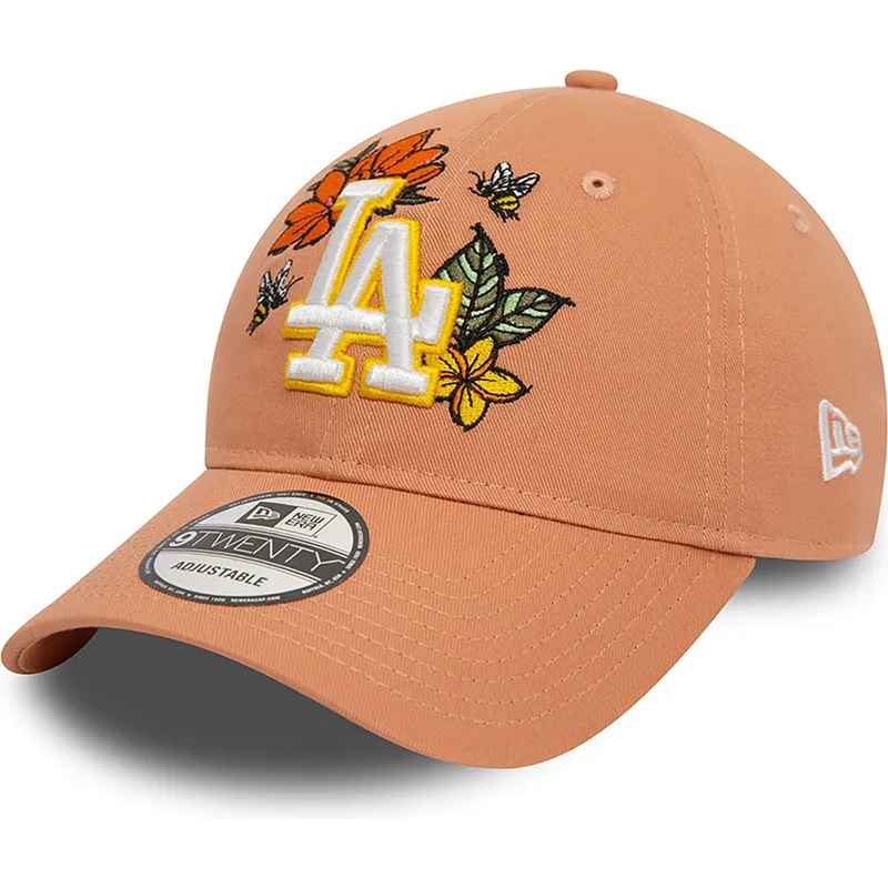 petten-gebogen-bruin-verstelbaar-9twenty-floral-van-los-angeles-dodgers-mlb-van-new-era