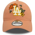petten-gebogen-bruin-verstelbaar-9twenty-floral-van-los-angeles-dodgers-mlb-van-new-era