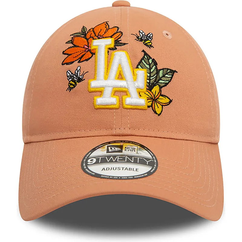 petten-gebogen-bruin-verstelbaar-9twenty-floral-van-los-angeles-dodgers-mlb-van-new-era