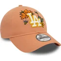petten-gebogen-bruin-verstelbaar-9twenty-floral-van-los-angeles-dodgers-mlb-van-new-era