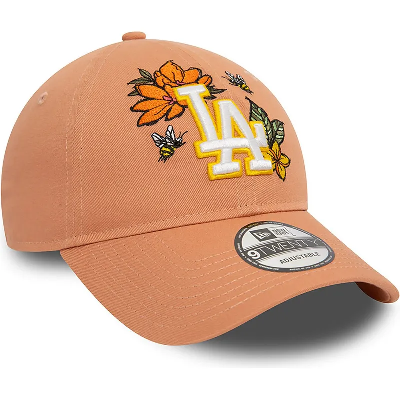 petten-gebogen-bruin-verstelbaar-9twenty-floral-van-los-angeles-dodgers-mlb-van-new-era