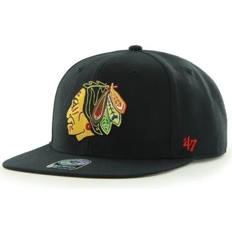petten-plat-zwart-snapback-van-chicago-blackhawks-nhl-van-47-brand petten-plat-zwart-snapback-van-chicago-blackhawks-nhl-van-47-brand