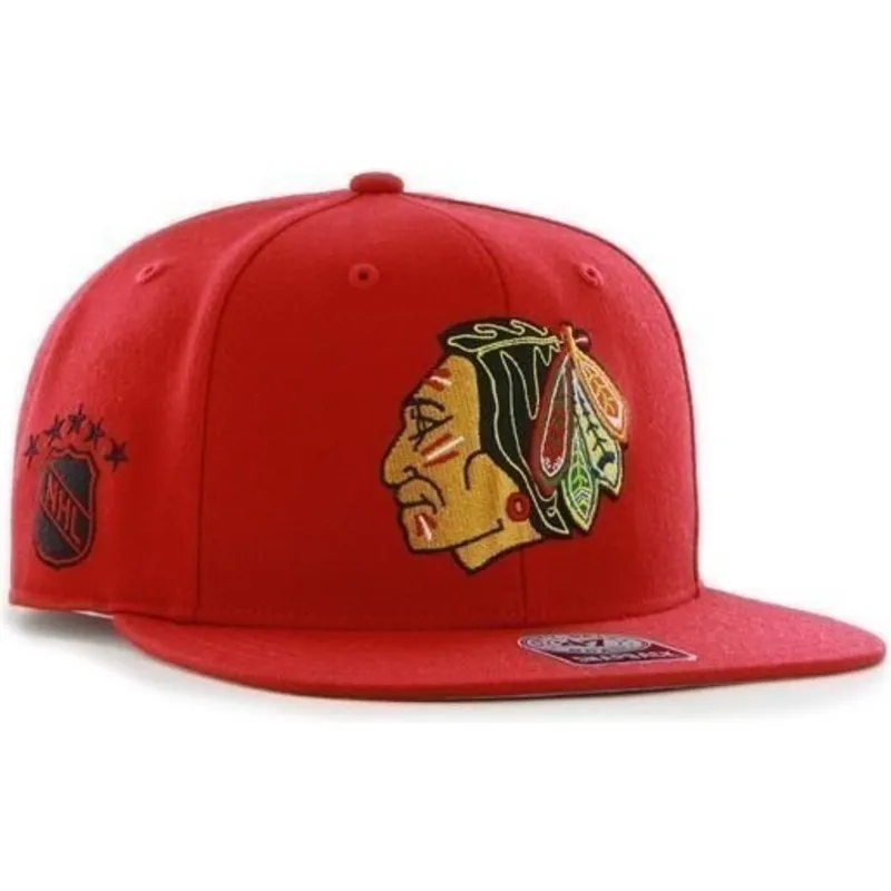 petten-plat-rood-snapback-van-chicago-blackhawks-nhl-van-47-brand