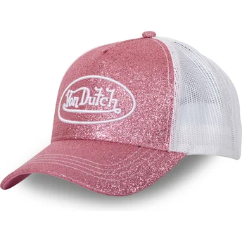Petten gebogen roze snapback GLITTER P van Von Dutch