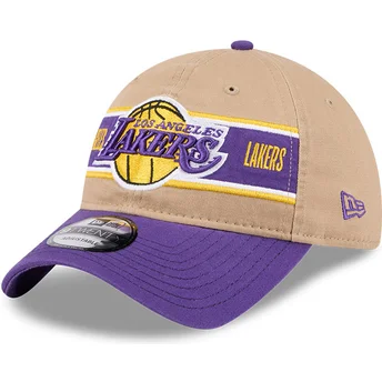 Petten gebogen bruin verstelbaar 9TWENTY Draft 2024 van Los Angeles Lakers NBA van New Era
