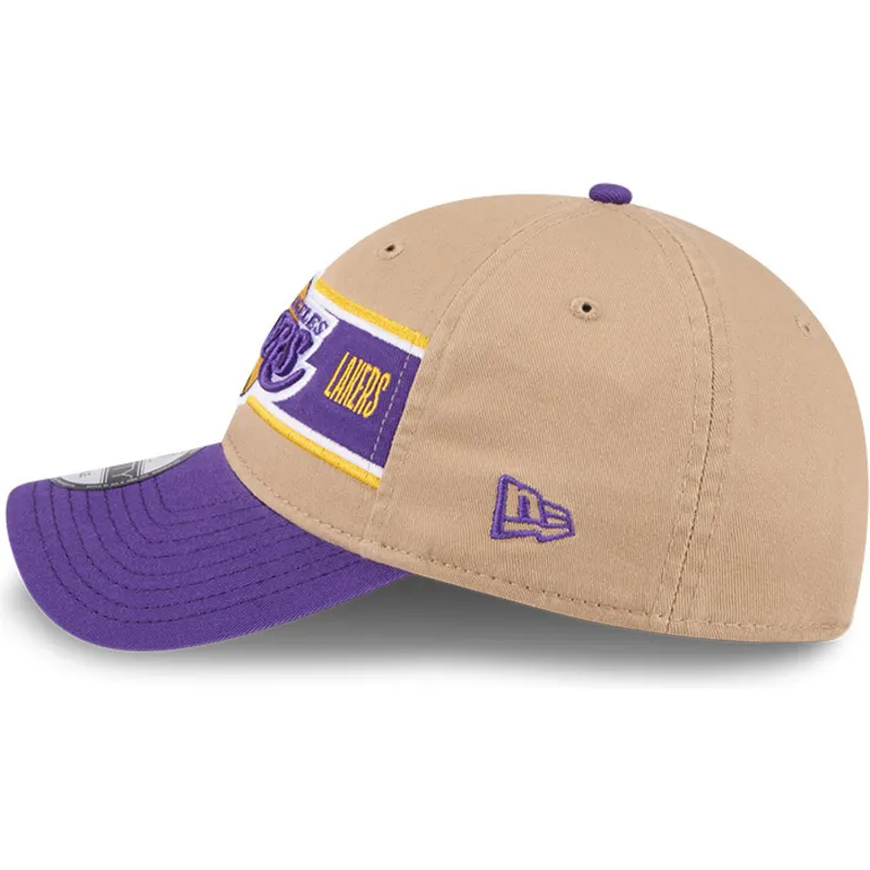 petten-gebogen-bruin-verstelbaar-9twenty-draft-2024-van-los-angeles-lakers-nba-van-new-era