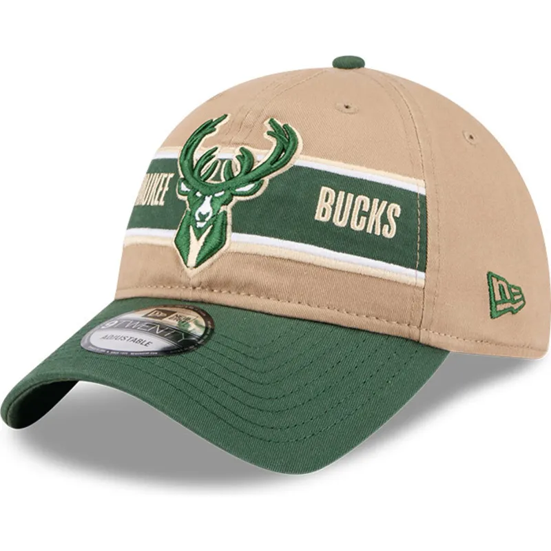 petten-gebogen-bruin-verstelbaar-9twenty-draft-2024-van-milwaukee-bucks-nba-van-new-era
