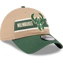 petten-gebogen-bruin-verstelbaar-9twenty-draft-2024-van-milwaukee-bucks-nba-van-new-era
