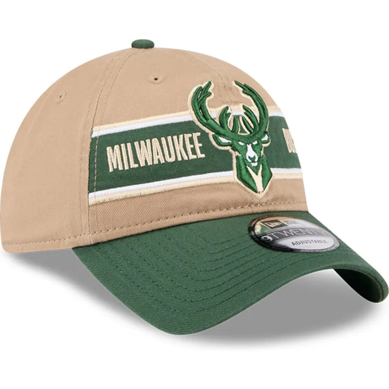 petten-gebogen-bruin-verstelbaar-9twenty-draft-2024-van-milwaukee-bucks-nba-van-new-era