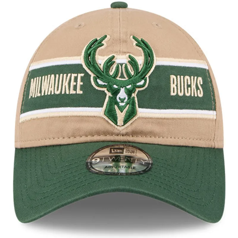 petten-gebogen-bruin-verstelbaar-9twenty-draft-2024-van-milwaukee-bucks-nba-van-new-era