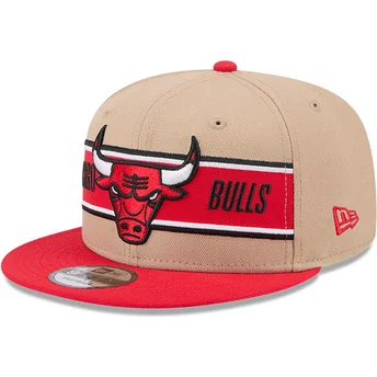 Petten plat bruin snapback 9FIFTY Draft 2024 van Chicago Bulls NBA van New Era
