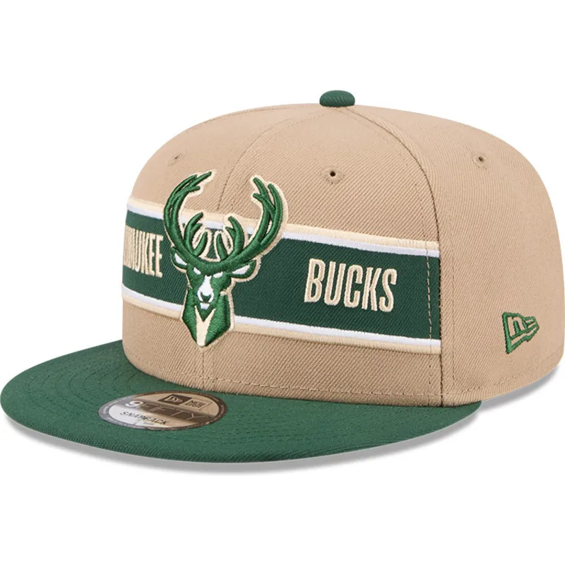 petten-plat-bruin-snapback-9fifty-draft-2024-van-milwaukee-bucks-nba-van-new-era