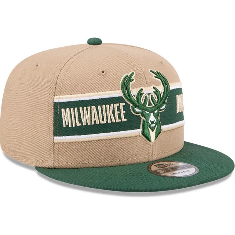 petten-plat-bruin-snapback-9fifty-draft-2024-van-milwaukee-bucks-nba-van-new-era