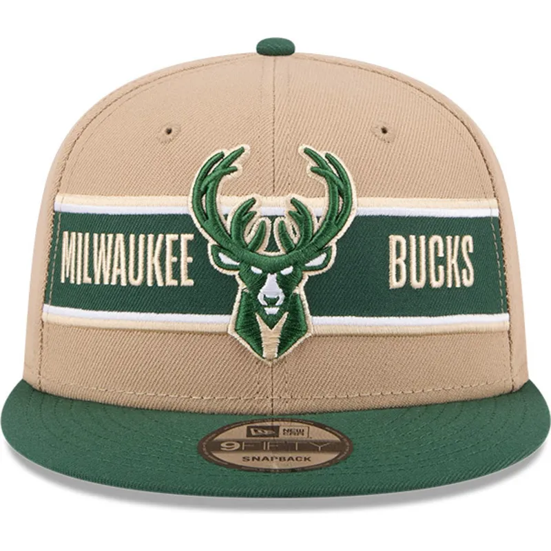 petten-plat-bruin-snapback-9fifty-draft-2024-van-milwaukee-bucks-nba-van-new-era
