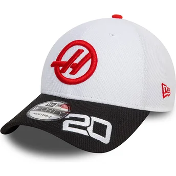 Petten gebogen wit snapback Kevin Magnussen 9FORTY van Haas F1 Team Formula 1 van New Era