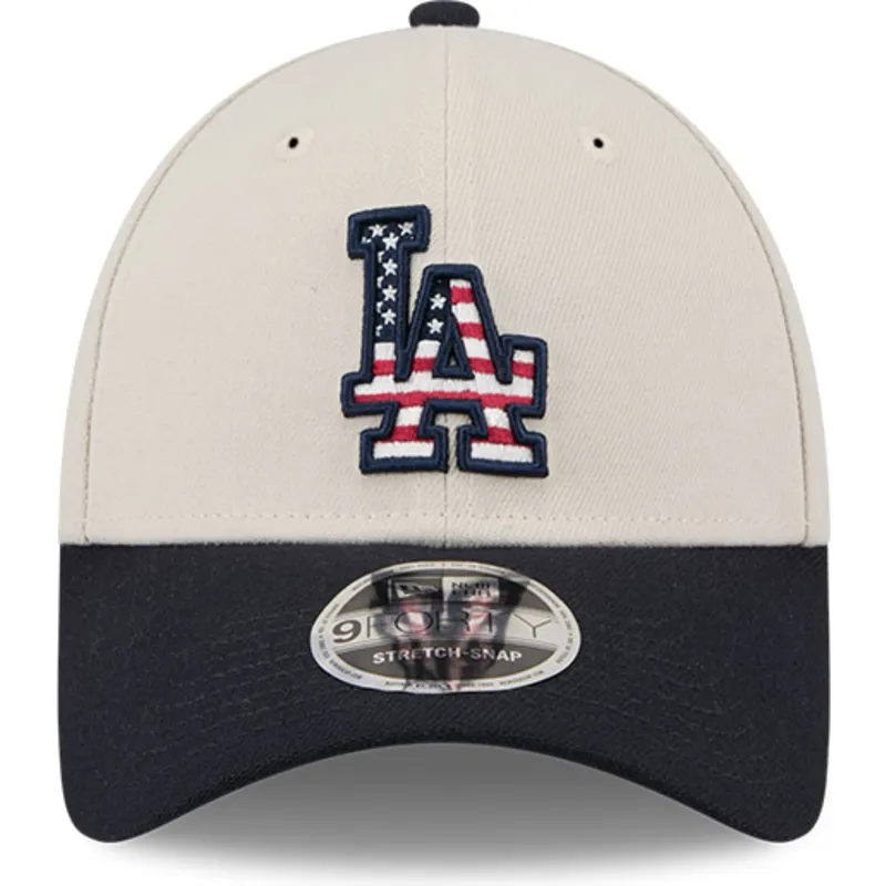 petten-gebogen-beige-snapback-9forty-stretch-snap-4th-of-july-van-los-angeles-dodgers-mlb-van-new-era