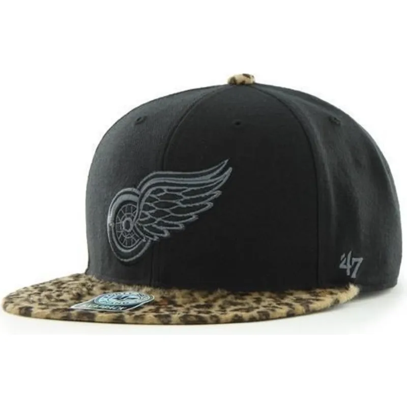 petten-plat-zwart-snapback-van-detroit-red-wings-nhl-van-47-brand