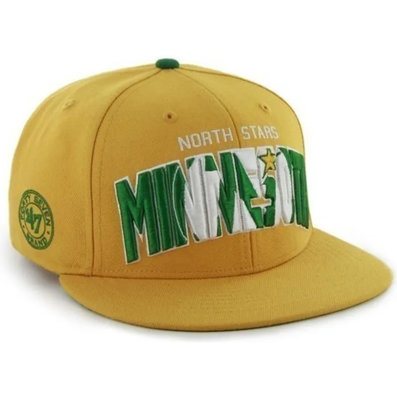 petten-plat-geel-snapback-van-minnesota-north-stars-nhl-van-47-brand