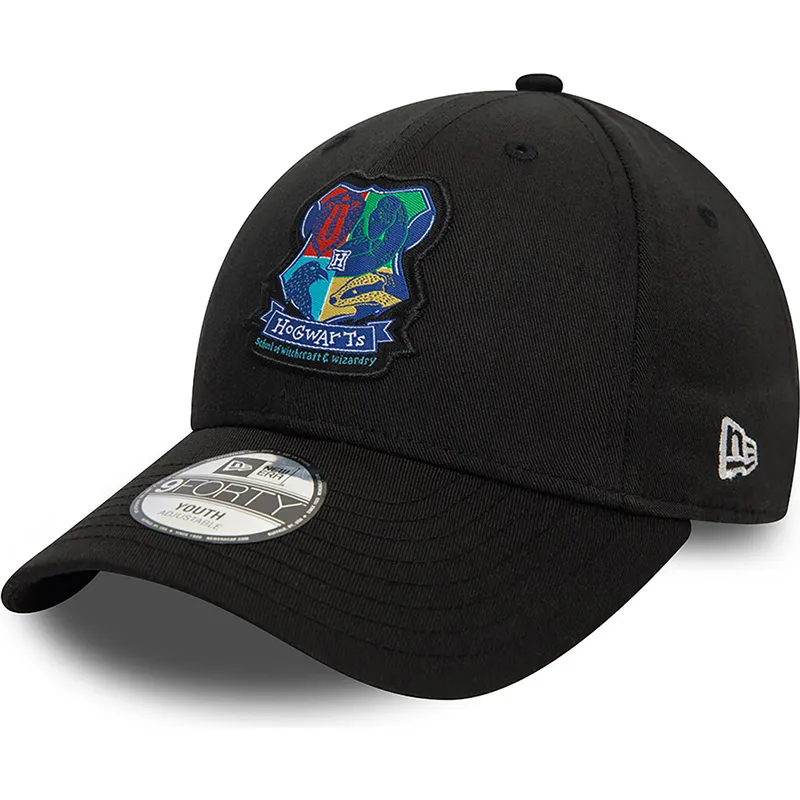 petten-gebogen-zwart-snapback-voor-kinderen-9forty-van-hogwarts-harry-potter-van-new-era