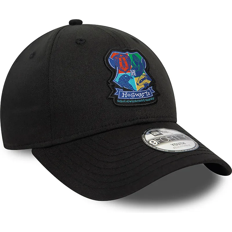 petten-gebogen-zwart-snapback-voor-kinderen-9forty-van-hogwarts-harry-potter-van-new-era