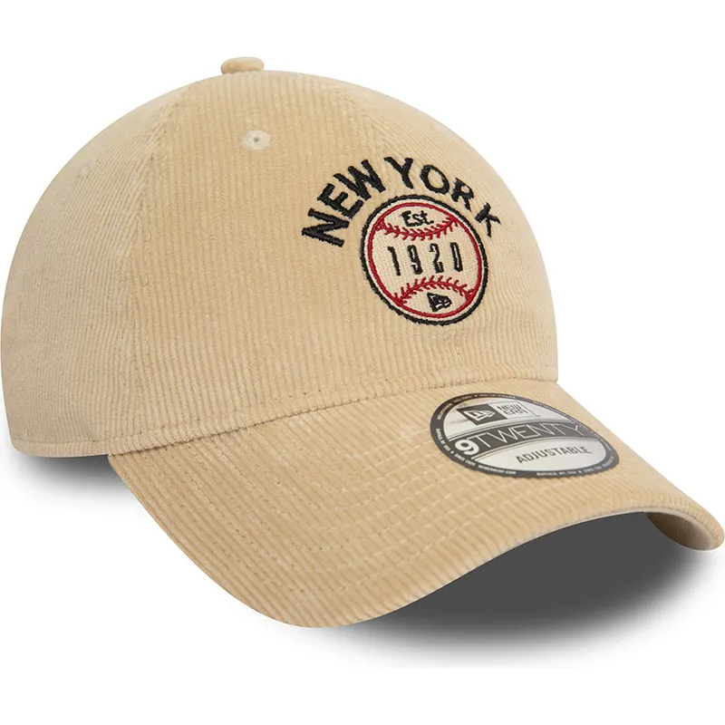 petten-gebogen-beige-verstelbaar-the-empire-state-9twenty-cord-van-new-york-steden-en-stranden-van-new-era