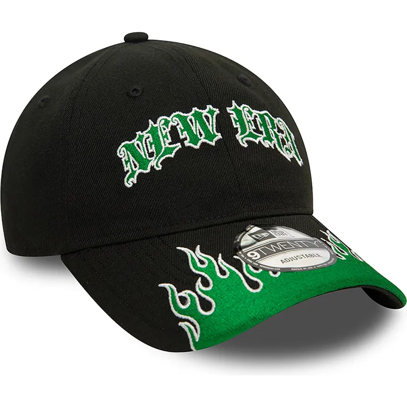 petten-gebogen-zwart-verstelbaar-9twenty-race-flame-van-new-era