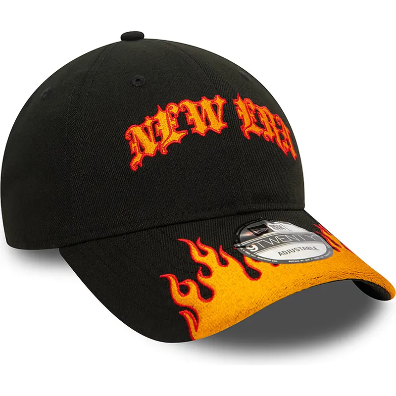 petten-gebogen-zwart-verstelbaar-9twenty-race-flame-van-new-era