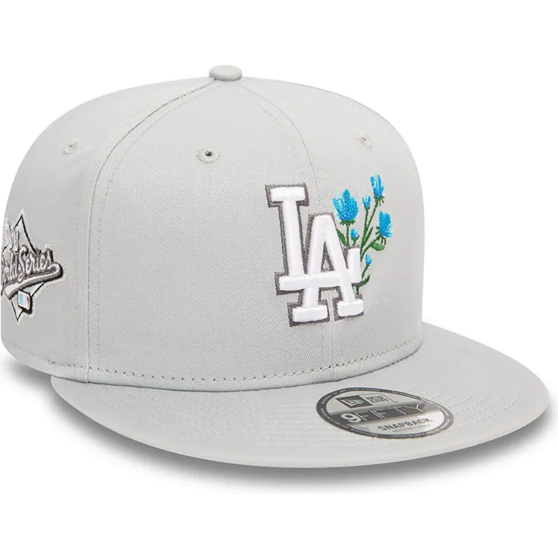 petten-plat-grijs-snapback-9fifty-seasonal-flower-van-los-angeles-dodgers-mlb-van-new-era