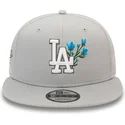 petten-plat-grijs-snapback-9fifty-seasonal-flower-van-los-angeles-dodgers-mlb-van-new-era