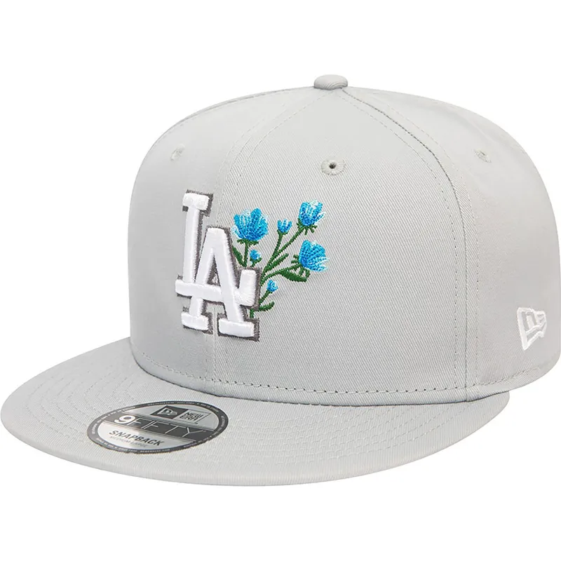 petten-plat-grijs-snapback-9fifty-seasonal-flower-van-los-angeles-dodgers-mlb-van-new-era