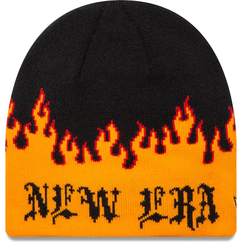 mutsen-zwart-skull-knit-flame-van-new-era