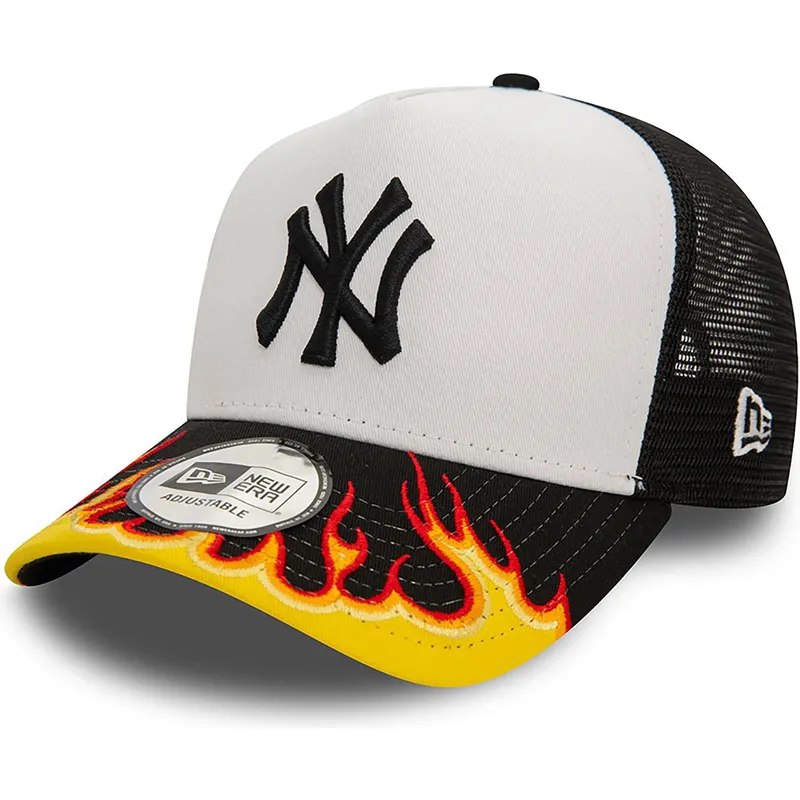 petten-gebogen-wit-snapback-a-frame-flame-van-new-york-yankees-mlb-van-new-era