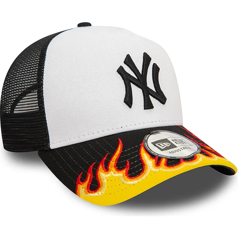 petten-gebogen-wit-snapback-a-frame-flame-van-new-york-yankees-mlb-van-new-era