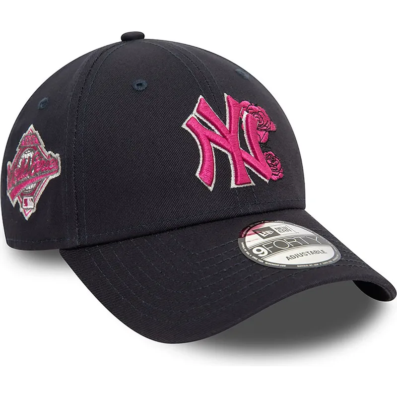 petten-gebogen-marineblauw-verstelbaar-rosa-9forty-flower-icon-van-new-york-yankees-mlb-van-new-era