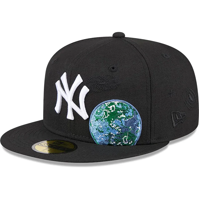 petten-plat-zwart-fitted-59fifty-global-van-new-york-yankees-mlb-van-new-era
