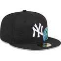 petten-plat-zwart-fitted-59fifty-global-van-new-york-yankees-mlb-van-new-era