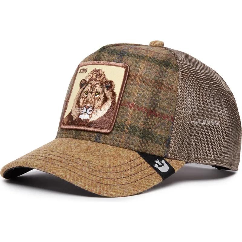 petten-gebogen-bruin-snapback-king-moon-lion-uk-plaid-the-farm-van-goorin-bros