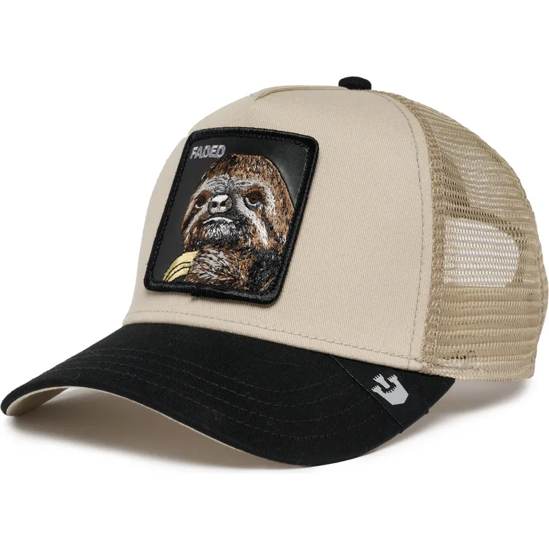 petten-gebogen-beige-snapback-the-faded-sloth-eco-brutalism-the-farm-van-goorin-bros