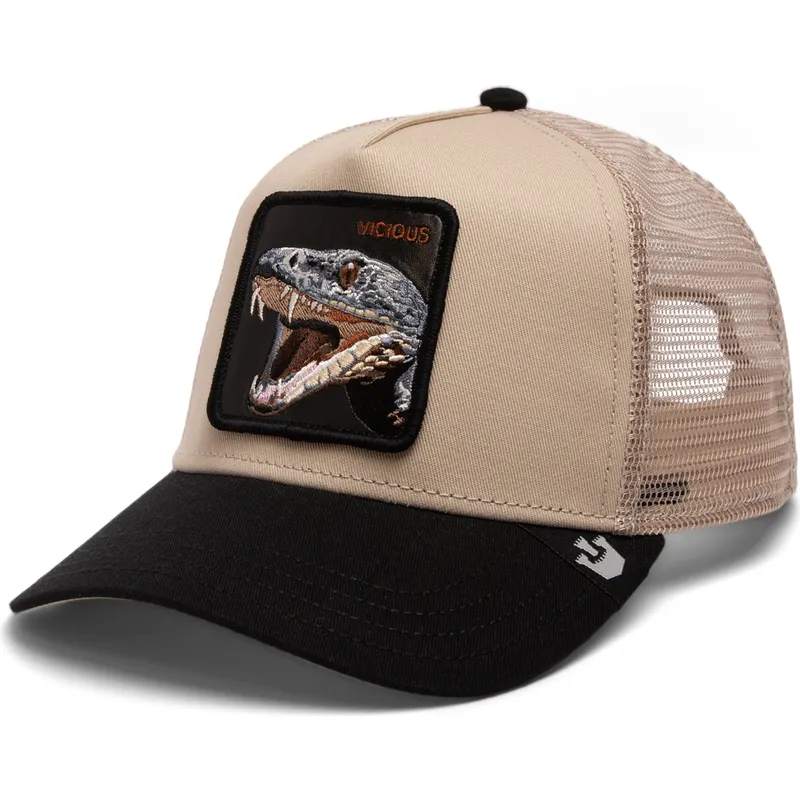 petten-gebogen-beige-snapback-the-vicious-snake-eco-brutalism-the-farm-van-goorin-bros
