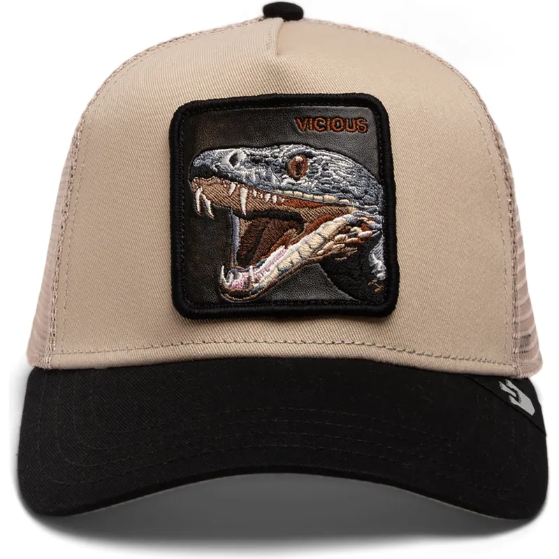petten-gebogen-beige-snapback-the-vicious-snake-eco-brutalism-the-farm-van-goorin-bros