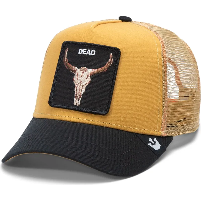 petten-gebogen-geel-snapback-the-dead-skull-eco-brutalism-the-farm-van-goorin-bros