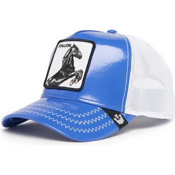 Petten gebogen blauw snapback Stallion Horsepower Puff Patent The Farm van Goorin Bros.