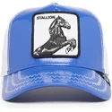 petten-gebogen-blauw-snapback-stallion-horsepower-puff-patent-the-farm-van-goorin-bros